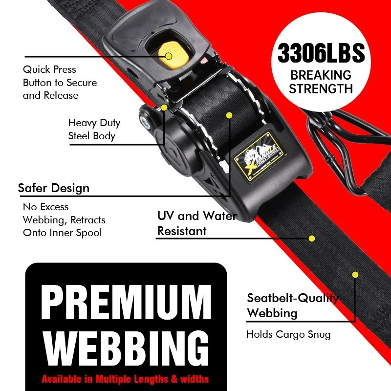Retractable Ratchet Tie-Down Strap Swan Hook 50mm X 3.3m 500kg LC best
