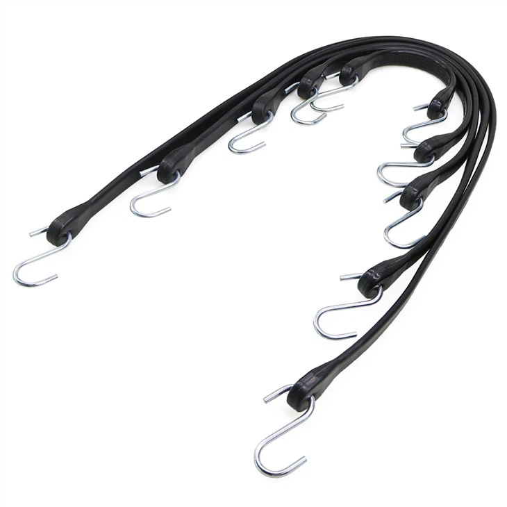 Heavy Duty Black Rubber Tie Down Straps For Outdoor Tarp Covers Bungee Cords With Hooks